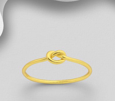925 Sterling Silver Love Knot Ring, Plated with 1 Micron 18K Yellow Gold