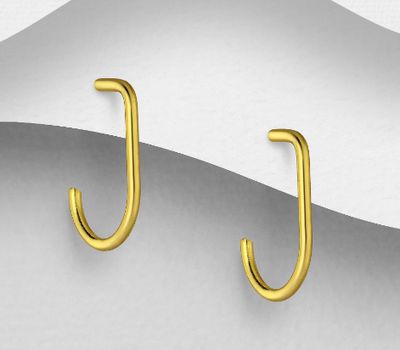 Şəkli böyütmək üçün tiklayın 925 Sterling Silver Push-Back Earrings, Plated with 1 Micron 18K Yellow Gold