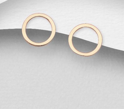Malın səhifəsinə keç 925 Sterling Silver Circle Push-Back Earrings, Plated with 1 Micron Pink Gold