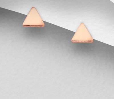 925 Sterling Silver Triangle Push-back Earrings, Plated with 1 Micron Pink Gold