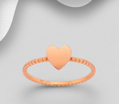 Şəkli böyütmək üçün tiklayın 925 Sterling Silver Heart Ring, Plated with 1 Micron Pink Gold