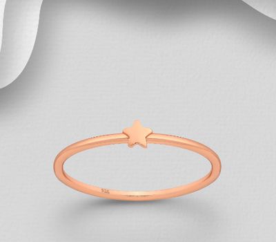 Şəkli böyütmək üçün tiklayın 925 Sterling Silver Star Ring, Plated with 1 Micron Pink Gold