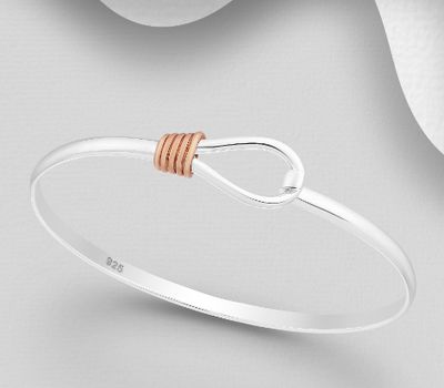 Şəkli böyütmək üçün tiklayın 925 Sterling Silver Bangle, Plated with 1 Micron Pink Gold