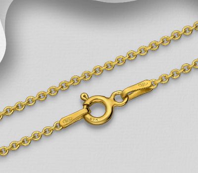 ITALIAN DELIGHT – 925 Sterling Silver Wheat Chain, 1.5 mm Wide, Plated with 0.25 Micron 18K Yellow Gold, Made in Italy.