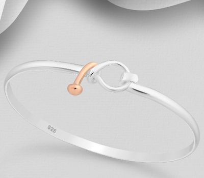 Şəkli böyütmək üçün tiklayın 925 Sterling Silver Bangle, Plated with 1 Micron Pink Gold
