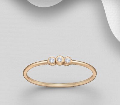 Şəkli böyütmək üçün tiklayın 925 Sterling Silver Ring Decorated with CZ Simulated Diamonds, Plated with 1 Micron Pink Gold