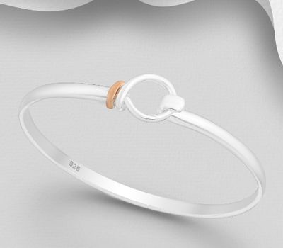 Şəkli böyütmək üçün tiklayın 925 Sterling Silver Bangle, Plated with 1 Micron Pink Gold