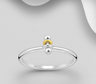 Şəkli böyütmək üçün tiklayın 925 Sterling Silver Ring, Plated with 1 Micron 18K Yellow Gold