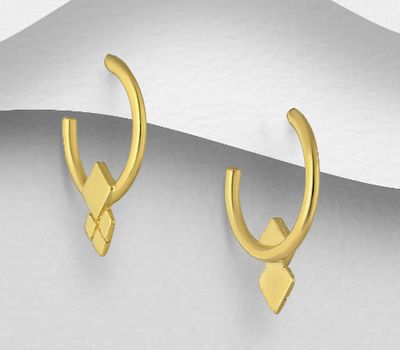Malın səhifəsinə keç 925 Sterling Silver Push-Back Earrings, Plated with 1 Micron 18K Yellow Gold