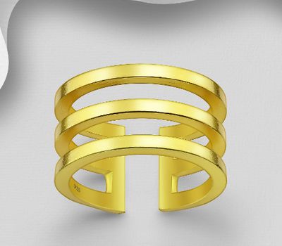 Şəkli böyütmək üçün tiklayın 925 Sterling Silver Adjustable Layered Ring, Plated with 1 Micron 18K Yellow Gold