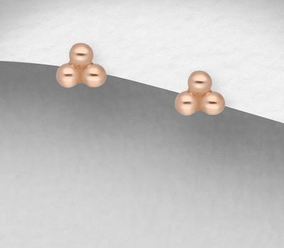 Şəkli böyütmək üçün tiklayın 925 Sterling Silver Push-Back Earrings Plated With 1 Micron Pink Gold