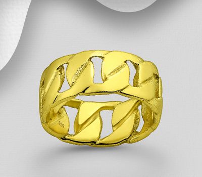 Şəkli böyütmək üçün tiklayın 925 Sterling Silver Chain Ring, Plated with 1 Micron 14K Yellow Gold