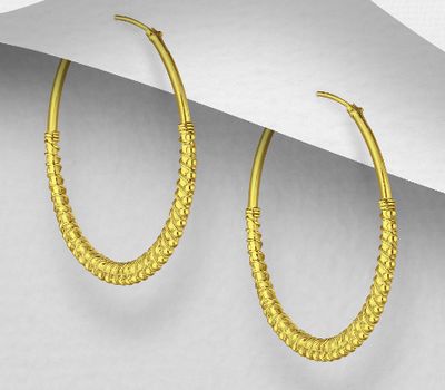 925 Sterling Silver Ball Hoop Earrings, Plated with 1 Micron 14K or 18K Yellow Gold
