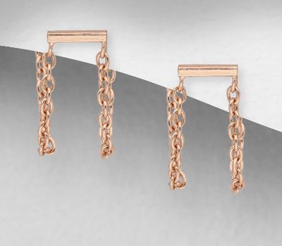 925 Sterling Silver Push-Back Earrings, Plated with 1 Micron Pink Gold