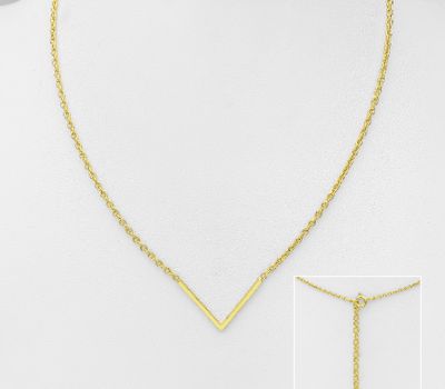 Malın səhifəsinə keç 925 Sterling Silver Chevron Necklace, Plated with 1 Micron 18K Yellow Gold