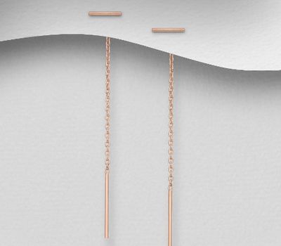 925 Sterling Silver Threader Earrings, Plated with 1 Micron Pink Gold