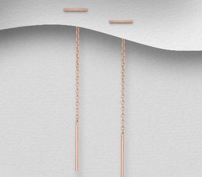 Şəkli böyütmək üçün tiklayın 925 Sterling Silver Threader Earrings, Plated with 1 Micron Pink Gold