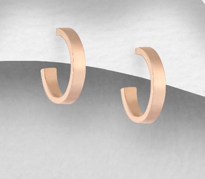 925 Sterling Silver Push-Back Earrings, Plated with 1 Micron Pink Gold