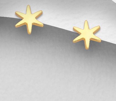 Malın səhifəsinə keç 925 Sterling Silver Push-Back Earrings, Plated with 1 Micron 18K Yellow Gold