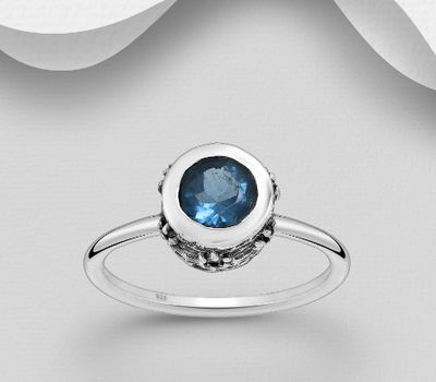 Desire by 7K - 925 Sterling Silver Solitaire Ring, Decorated with Lab-Created lolite