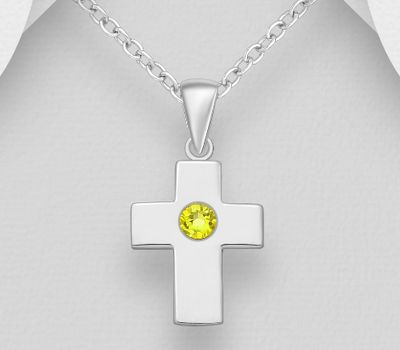 Şəkli böyütmək üçün tiklayın Sparkle by 7K - 925 Sterling Silver Cross Pendant, Decorated with Various Fine Austrian Crystal