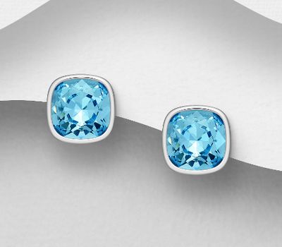 Şəkli böyütmək üçün tiklayın Sparkle by 7K - 925 Sterling Silver Push-Back Earrings Decorated with Fine Austrian Crystals