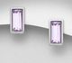 Sparkle by 7K - 925 Sterling Silver Rectangle Push-Back Earrings Decorated with Fine Austrian Crystal