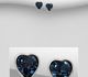 Sparkle by 7K - 925 Sterling Silver Heart Push-Back Earrings Decorated with Fine Austrian Crystals