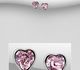 Sparkle by 7K - 925 Sterling Silver Heart Push-Back Earrings Decorated with Fine Austrian Crystals