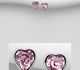 Sparkle by 7K - 925 Sterling Silver Heart Push-Back Earrings Decorated with Fine Austrian Crystals