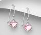 Sparkle by 7K - 925 Sterling Silver Heart Hook Earrings Decorated with Fine Austrian Crystal