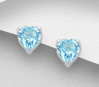 Şəkli böyütmək üçün tiklayın Sparkle by 7K - 925 Sterling Silver Heart Push-Back Earrings, Decorated with Fine Austrian Crystals.