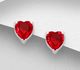 Sparkle by 7K - 925 Sterling Silver Heart Push-Back Earrings, Decorated with Fine Austrian Crystals.