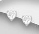 Sparkle by 7K -  925 Sterling Silver Heart Push-Back Earrings, Decorated with Fine Austrian Crystals.