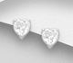 Sparkle by 7K - 925 Sterling Silver Heart Push-Back Earrings, Decorated with Fine Austrian Crystals.