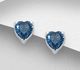 Sparkle by 7K - 925 Sterling Silver Heart Push-Back Earrings, Decorated with Fine Austrian Crystals.
