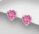 Sparkle by 7K - 925 Sterling Silver Heart Push-Back Earrings, Decorated with Fine Austrian Crystals.