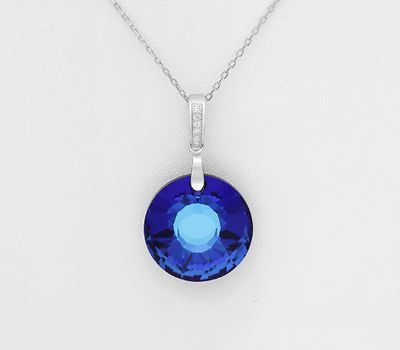 Şəkli böyütmək üçün tiklayın Sparkle by 7K - 925 Sterling Silver Necklace Decorated with CZ Simulated Diamonds and Fine Austrian Crystal