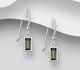 925 Sterling Silver Rectangle Hook Earrings Decorated with Fine Austrian Crystal