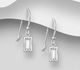 925 Sterling Silver Rectangle Hook Earrings Decorated with Fine Austrian Crystal