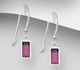 925 Sterling Silver Rectangle Hook Earrings Decorated with Fine Austrian Crystal