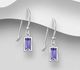 925 Sterling Silver Rectangle Hook Earrings Decorated with Fine Austrian Crystal