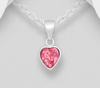 Sparkle by 7K - 925 Sterling Silver Heart Pendant, Decorated with Various Fine Austrian Crystal
