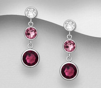 Şəkli böyütmək üçün tiklayın Sparkle by 7K - 925 Sterling Silver Push-Back Earrings Decorated with Fine Austrian Crystal