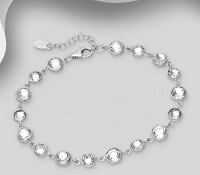 Şəkli böyütmək üçün tiklayın Sparkle by 7K - 925 Sterling Silver Bracelet Decorated with Fine Austrian Crystal