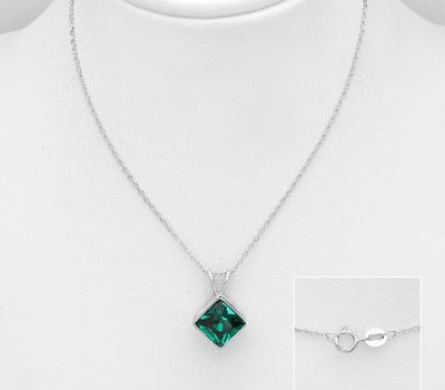 Sparkle by 7K - 925 Sterling Silver Necklace Decorated with Fine Austrian Crystal