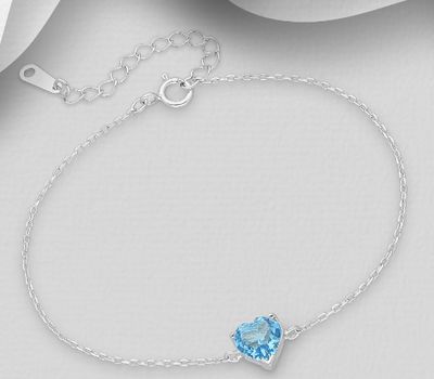 Sparkle by 7K - 925 Sterling Silver Heart Bracelet, Decorated with Various Fine Austrian Crystal