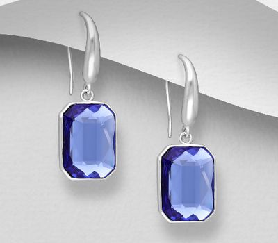 Şəkli böyütmək üçün tiklayın Sparkle by 7K - 925 Sterling Silver Hook Earrings Decorated with Fine Austrian Crystals