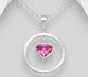 Sparkle by 7K - 925 Sterling Silver Circle and Heart Pendant Decorated with Fine Austrian Crystal