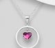 Sparkle by 7K - 925 Sterling Silver Circle and Heart Pendant Decorated with Fine Austrian Crystal